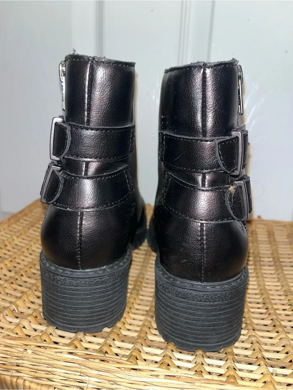 BOC Double zipper buckle  moto ankle booties in Bronze